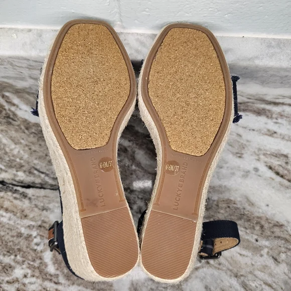 Lucky Brand Menika 2 Navy Espadrilles Shoes Wedge Heels Women's Size 6.5… - Picture 8 of 10